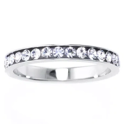 Silver Treasures Womens Crystal Sterling Silver Band In Metallic