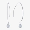 Silver Treasures Womens Crystal Sterling Silver Drop Earrings In Silver