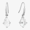 Silver Treasures Womens Crystal Sterling Silver Drop Earrings In Metallic