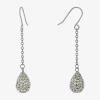 Silver Treasures Womens Crystal Sterling Silver Drop Earrings In Metallic