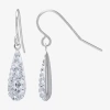 Silver Treasures Womens Crystal Sterling Silver Pear Drop Earrings In Metallic