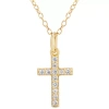 Silver Treasures Womens Cubic Zirconia 14k Gold Over Silver Cross 18 Inch Pendant Necklace In Gold