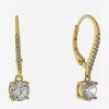 Silver Treasures Womens Cubic Zirconia 14k Gold Over Silver Drop Earrings In Transparent