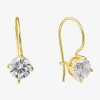 Silver Treasures Womens Cubic Zirconia 14k Gold Over Silver Round Drop Earrings In Gold