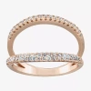 Silver Treasures Womens Cubic Zirconia 14k Rose Gold Over Silver Band In Gold