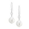 Silver Treasures Womens Cubic Zirconia Cultured Freshwater Pearl Sterling Silver Drop Earrings In Silver