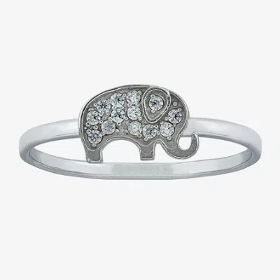 Silver Treasures Womens Cubic Zirconia Sterling Silver Band