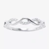 Silver Treasures Womens Cubic Zirconia Sterling Silver Band In Transparent