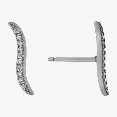 Silver Treasures Womens Cubic Zirconia Sterling Silver Ear Climbers In Metallic