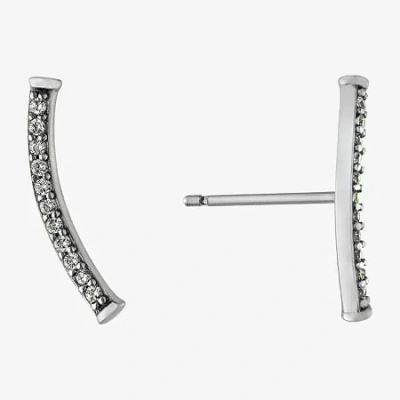 Silver Treasures Womens Cubic Zirconia Sterling Silver Ear Climbers In Metallic