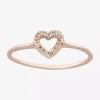 Silver Treasures Womens Cubic Zirconia Sterling Silver Heart Band In Gold