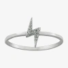Silver Treasures Womens Cubic Zirconia Sterling Silver Lightning Bolt Band In Transparent