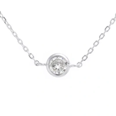 Silver Treasures Womens Cubic Zirconia Sterling Silver Round 14 Inch Choker Necklace In Transparent