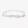 Silver Treasures Womens Cubic Zirconia Sterling Silver Round Delicate Band In Silver