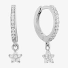 Silver Treasures Womens Cubic Zirconia Sterling Silver Star Drop Earrings