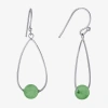 Silver Treasures Womens Green Aventurine Sterling Silver Drop Earrings In Silver