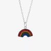 Silver Treasures Womens Multi Color Crystal Sterling Silver 18 Inch Pendant Necklace In Multi