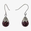 Silver Treasures Womens Purple Crystal Sterling Silver Drop Earrings In Purple