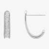 Silver Treasures Womens Sterling Silver 16.1mm Hoop Earrings In Metallic