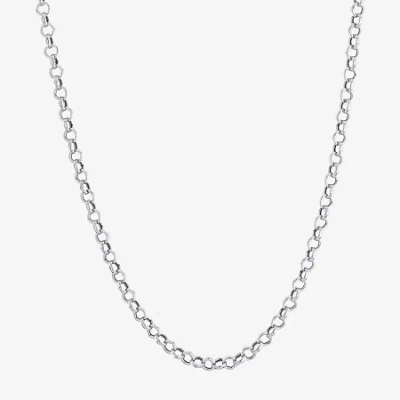 Silver Treasures Womens Sterling Silver 18 Inch Rolo Chain Necklace In Gray