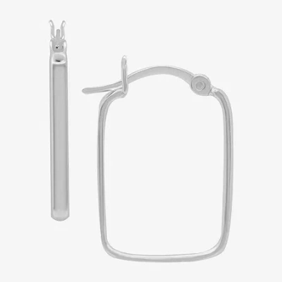 Silver Treasures Womens Sterling Silver 25mm Rectangular Hypoallergenic Hoop Earrings