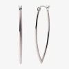 Silver Treasures Womens Sterling Silver 38mm Marquise Hoop Earrings In Metallic