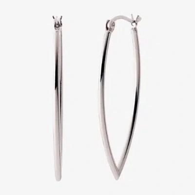 Silver Treasures Womens Sterling Silver 38mm Marquise Hoop Earrings In Metallic