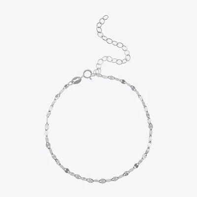 Silver Treasures Womens Sterling Silver 9 Inch Semisolid Ankle Bracelet