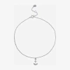 Silver Treasures Womens Sterling Silver 9 Inch Semisolid Cable Anchor Ankle Bracelet In Transparent