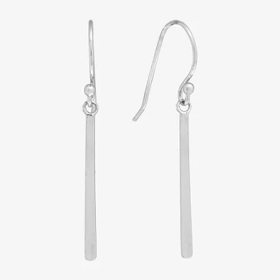 Silver Treasures Womens Sterling Silver Bar Drop Earrings In Metallic