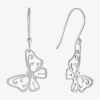 Silver Treasures Womens Sterling Silver Butterfly Drop Earrings In Silver