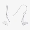 Silver Treasures Womens Sterling Silver Butterfly Drop Earrings In Transparent