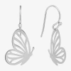 Silver Treasures Womens Sterling Silver Butterfly Drop Earrings In Silver