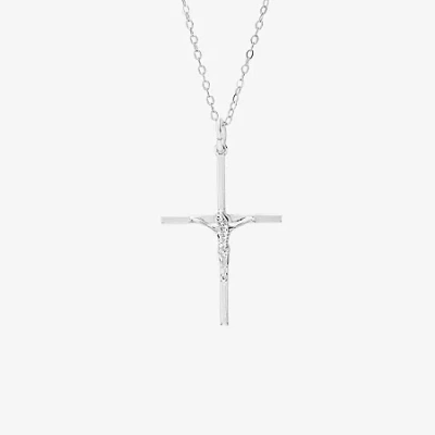 Silver Treasures Womens Sterling Silver Cross 16 Inch Pendant Necklace In Gold