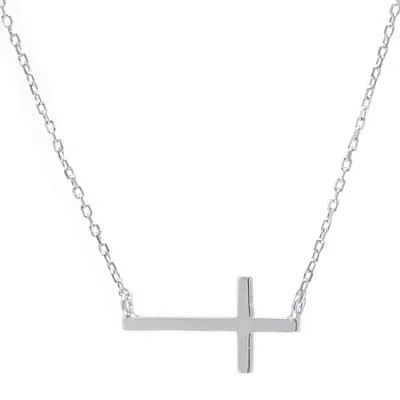 Silver Treasures Womens Sterling Silver Cross 16 Inch Pendant Necklace