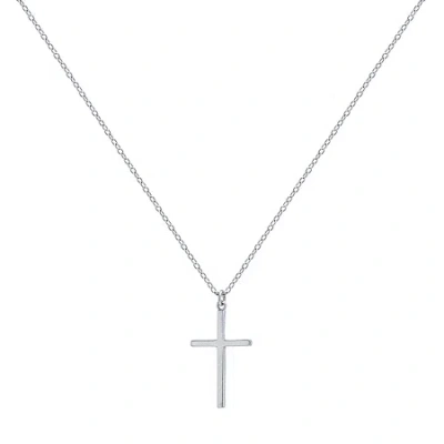 Silver Treasures Womens Sterling Silver Cross 16 Inch Pendant Necklace In Transparent