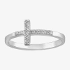 Silver Treasures Womens Sterling Silver Cross Band In Metallic