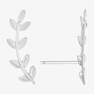 Silver Treasures Womens Sterling Silver Ear Climbers In Transparent