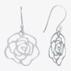 Silver Treasures Womens Sterling Silver Flower Drop Earrings In Silver