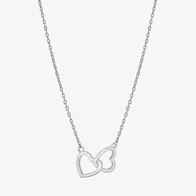 Silver Treasures Womens Sterling Silver Heart 16 Inch Pendant Necklace