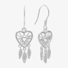 Silver Treasures Womens Sterling Silver Heart Hypoallergenic Drop Earrings In Metallic