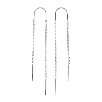 Silver Treasures Womens Sterling Silver Hypoallergenic Drop Earrings In Transparent