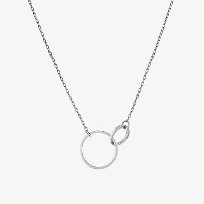 Silver Treasures Womens Sterling Silver Round 16 Inch Pendant Necklace In Gray
