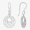 Silver Treasures Womens Sterling Silver Round Drop Earrings In Silver