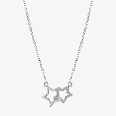 Silver Treasures Womens Sterling Silver Star 16 Inch Pendant Necklace In White