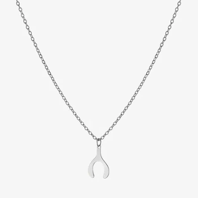 Silver Treasures Womens Sterling Silver Wishbone 16 Inch Pendant Necklace In Transparent