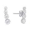 Silver Treasures Womens White Cubic Zirconia Sterling Silver Ear Climbers In Silver