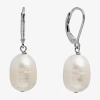 Silver Treasures Womens White Cultured Freshwater Pearl Sterling Silver Drop Earrings In Yellow