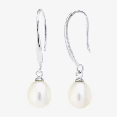 Silver Treasures Womens White Cultured Freshwater Pearl Sterling Silver Pear Drop Earrings