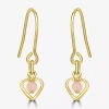 Silver Treasures Womens White Simulated Pearl 14k Gold Over Silver Heart Drop Earrings In Gold